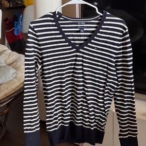Tommy Hilfiger Navy and White Striped Sweater